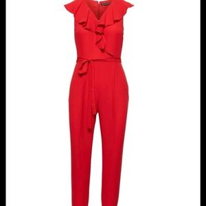 Banana Republic Vibrant Red Ruffle Jumpsuit Petite 2